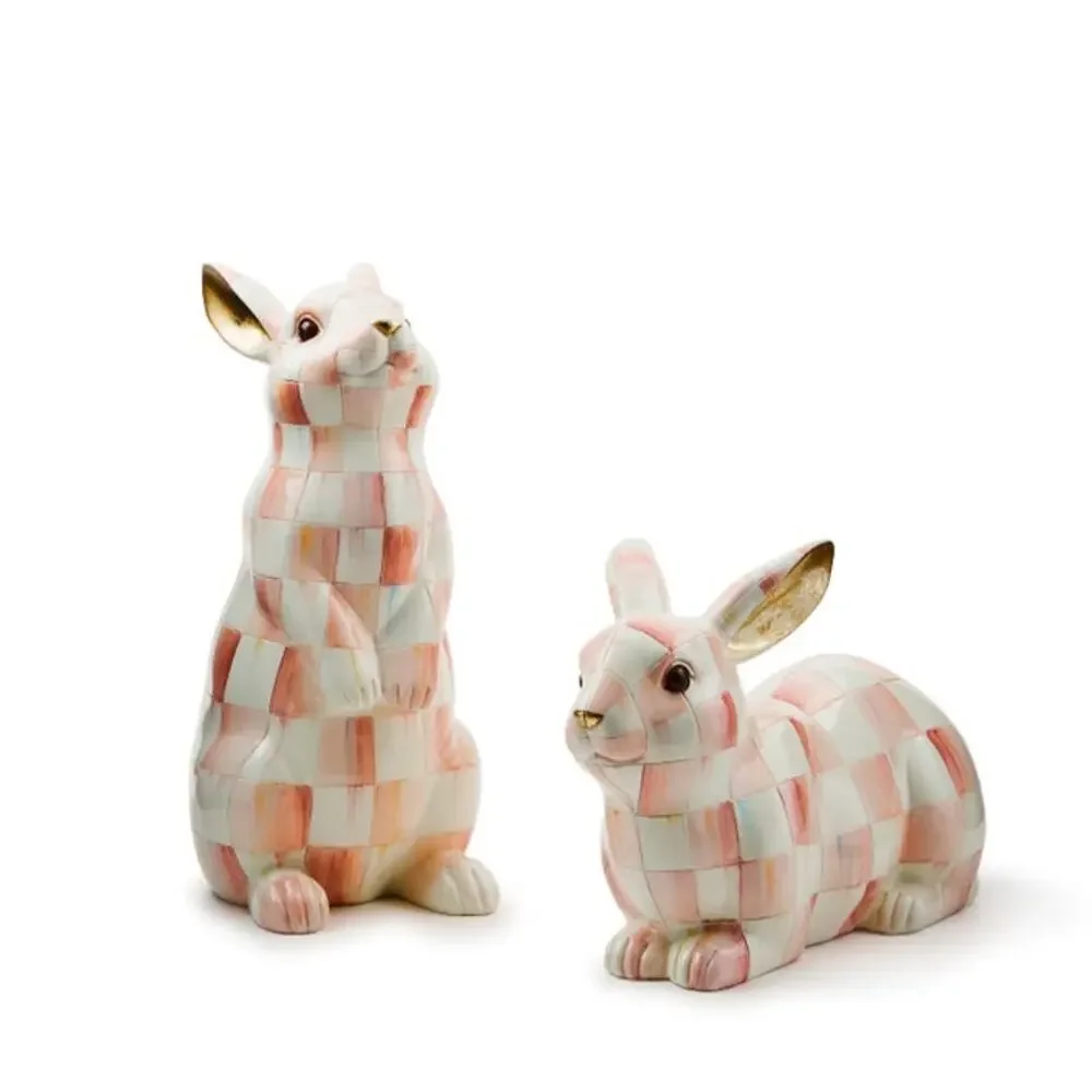 NEW Mackenzie-Childs Rosy Check Standing Easter Bunny 10